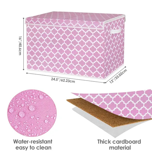 Miniatura 2 de homyfort Caja de juguetes para niñas, niños – Organizadores grandes de cofre de juguetes y cajas de almacenamiento con tapa abatible y divisor