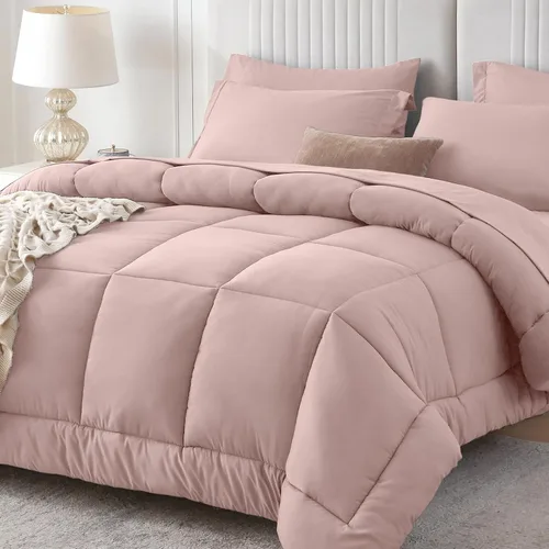 Miniatura 34 de Sasttie Juego de edredón tamaño individual, 5 piezas de cama reversible en una bolsa, juego completo de ropa de cama que incluye edredón, sábana