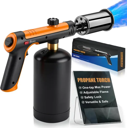 Miniatura 8 de Pistola de propano con fuego máximo de un toque, linterna de cocina ajustable, potente antorcha de propano con muchas características de seguridad