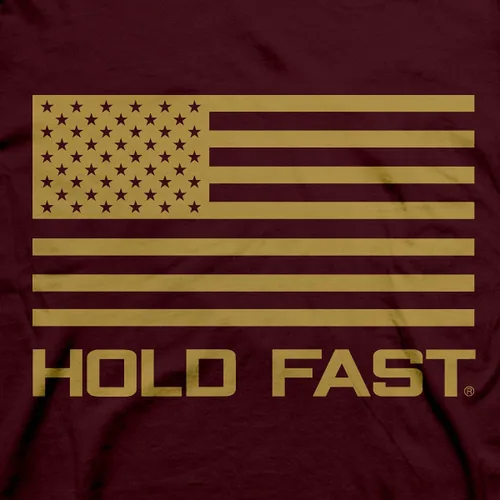 Miniatura 3 de Hold Fast Camiseta de algodón con cuello redondo con texto en inglés When People Forget God Tyrants Forge Their Chains Patrick Henry Maroon, talla S