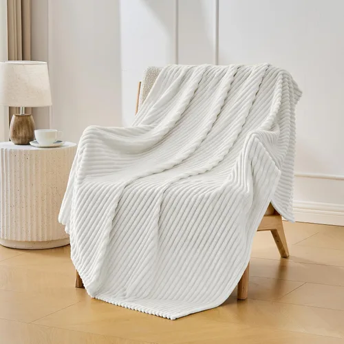 Miniatura 31 de Bnuitland - Manta de franela marrón con funda de almacenamiento, 300 GSM, manta de sofá súper suave con patrón de rayas de forro polar para bebés