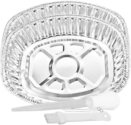 Miniatura 10 de Bandeja de aluminio ovalada extragrande desechable y duradera para el Día de Acción de Gracias – 100% reciclable: perfecta para hornear y asar