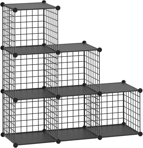 HUBSON Organizador de Almacenamiento de Cubos de Alambre, para Libros/Juguetes/Manualidades/Plantas en Macetas y Organizadores de Armario para Negro