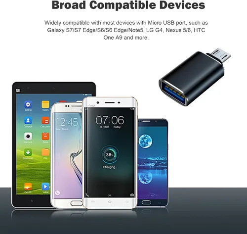 Miniatura 3 de Paquete de 5 adaptadores Micro USB a USB OTG, USB A a Micro USB, compatible con S7 LG, mouse, unidad flash, teclado, controlador de juegos, negro