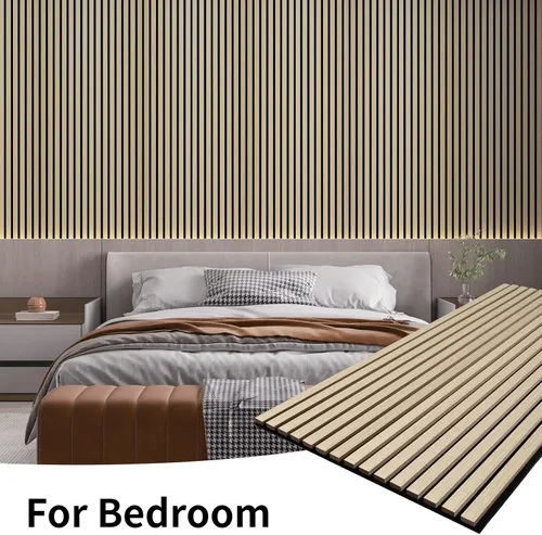 Miniatura 7 de AMZDEPOT Panel de pared de listones de madera, paneles de madera de 48 x 24 pulgadas para pared, paneles de pared insonorizados 3D, paneles Roble