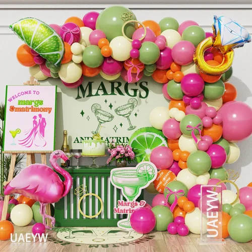 Miniatura 6 de Margs And Matrimony - Decoraciones para despedida de soltera, 148 unidades, color rosa, verde, amarillo, margarita, kit de guirnalda de arco