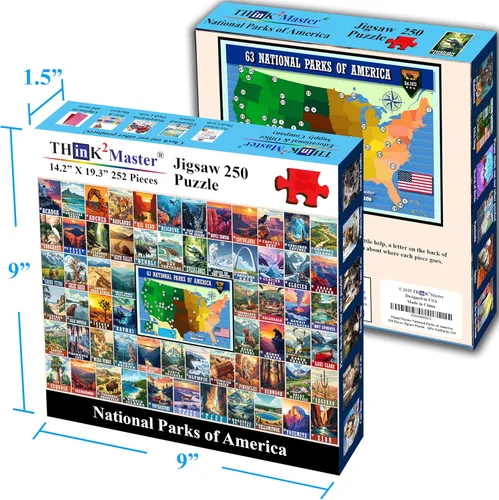 Miniatura 5 de Think2Master Rompecabezas de 250 piezas del parque nacional vintage de EE. UU. Ideal para adultos y personas mayores. 14.2 x 19.3 pulgadas