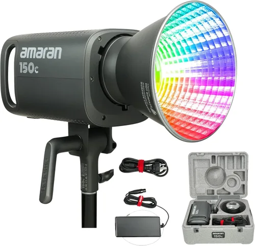 Miniatura 8 de Aputure Amaran 150c luz de vídeo COB, RGBWW 150W, 2,500K a 7,500K CCT con ajuste G/M, 15,610 lux a 1 m con hiperreflector, control de APP (Blanco)