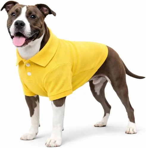 Miniatura 18 de lovelonglong Polo básico para perro, de algodón de primera calidad, para perros grandes, medianos y pequeños, con cuello de dos botones, color Negro