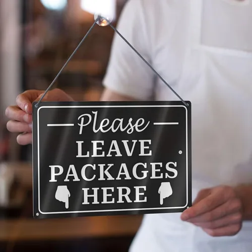 Miniatura 7 de Letrero de metal rústico vintage de 8 x 12 pulgadas – Please Leave Packages Here with Finger Flecha Retro Advertencia, Cita, Decoración de pared