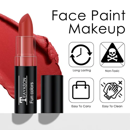 Miniatura 2 de 2 unidades de pintura roja para rostro y cuerpo, fácil de mezclar, para béisbol, fútbol, Halloween, disfraz de vampiro, bromista y payaso, crema