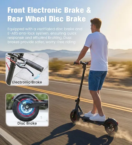 Miniatura 5 de Electric Scooter, 21-28 Miles Range, 18-25 MPH Speed Electric Scooter for Adults, 500/750W Motor, 10"/8.5" Pneumatic Tires Scooter with Dual Gris
