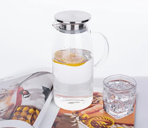 Miniatura 2 de Jarra alta de vidrio de borosilicato, jarra de cristal para té caliente y frío.