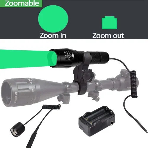 Miniatura 3 de WINDFIRE Luz de depredador verde de 300 yardas, linterna LED táctica con zoom, Coyote Hog Fox Varmint - Kits de linternas de caza con interruptor