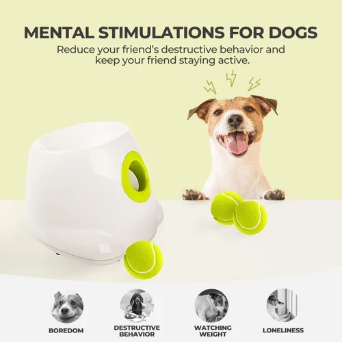 Miniatura 4 de ALL FOR PAWS Lanzador automático de bolas original para perros pequeños y medianos, máquina interactiva de lanzamiento de pelotas de tenis