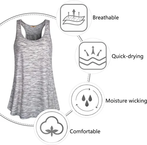 Miniatura 51 de Cestyle - Camiseta sin mangas para mujer, cuello redondo, corte holgado, para entrenamiento