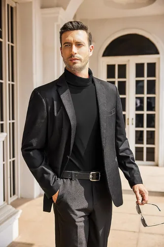 Miniatura 4 de COOFANDY Camisetas casuales de cuello alto para hombre, ligeras, básicas, de algodón