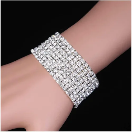 Miniatura 5 de Zealmer Pulseras elásticas apilables de diamantes de imitación multicolor brillantes para mujer Metal