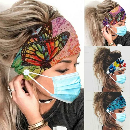Miniatura 14 de Olbye Diademas bohemias anchas elásticas y antideslizantes para mujer y niña - para entrenamiento, yoga, correr, banda para el sudor, pañuelos