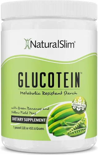 NaturalSlim GLUCOTEIN "Almidón resistente" con plátano verde y guisantes de campo, promueve la salud digestiva y el metabolismo, fibra natural sin