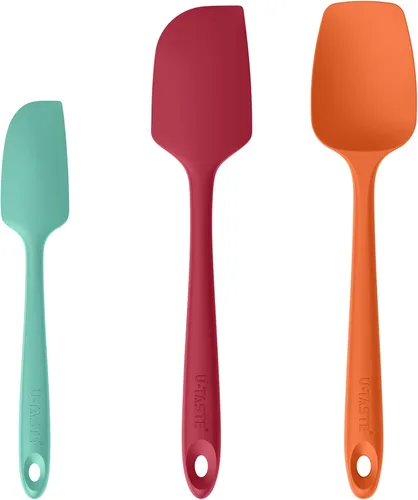 Miniatura 13 de U-Taste Juego de espátulas de silicona, 600ºF, resistente al calor, sin costuras, de grado alimenticio, goma flexible, para cocina, mezcla, hornear