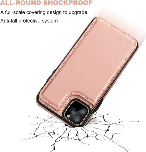 Miniatura 6 de OT ONETOP - Funda tipo cartera para iPhone 11 Pro Max con tarjetero y ranuras para tarjetas, doble cierre magnético y funda duradera a prueba de Oro