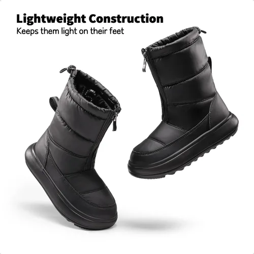 Miniatura 5 de DREAM PAIRS Botas plegables de nieve para niñas, ligeras, a media pantorrilla, zapatos de invierno para niños pequeños y grandes