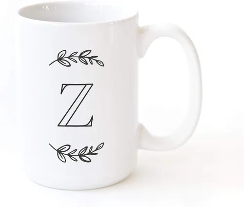 Miniatura 23 de The Cotton & Canvas Co. Manhattan Wreath - Taza de café personalizada con monograma inicial con letra A, taza de café de cerámica de porcelana. Para
