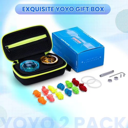Miniatura 9 de MAGICYOYO Paquete de Regalo de 2 Yoyos - Yoyo Sensible K2 de Cristal y Yoyo Metálico No Sensible N11, Yoyo de Doble Propósito para Niños y Adultos