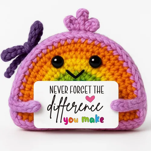 Regalo de agradecimiento – Muñeca arcoíris de ganchillo con tarjeta "Make the Difference" – Decoración de agradecimiento para profesores, compañeros