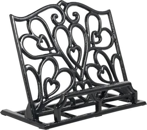 JOGREFUL Soporte para libro de cocina, soporte resistente de hierro fundido para libros de recetas, soporte para libros de recetas vintage de
