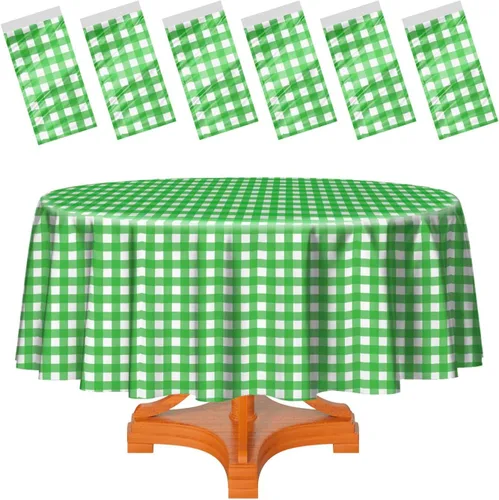 Miniatura 66 de HEIPINIUYE - Paquete de 2 manteles redondos de 84 pulgadas de plástico beige, manteles de mesa impermeables desechables para redondas, ideales