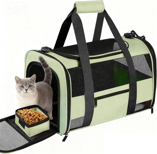 Miniatura 12 de Transportín para gatos y perros pequeños, gatitos, cachorros, transportín para mascotas para gatos pequeños y medianos de menos de 15 libras, Rojo