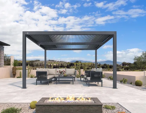 Miniatura 2 de PURPLE LEAF 94AS - Pérgola pequeña de aluminio compacto de 10 x 12 pies con techo rígido con listones ajustables para patio, cubierta de terraza