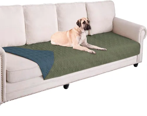 Miniatura 25 de Ameritex Funda Impermeable para Cama de Perro Manta para Mascotas para Muebles Cama Sillón Sofá Reversible Azul marino+azul piedra