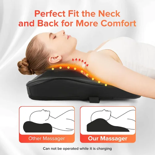 Miniatura 2 de AERLANG Masajeador inalámbrico de cuello y espalda con calor, almohada de amasamiento Shiatsu 3D, 4 nodos de masaje y masaje bidireccional de tejido