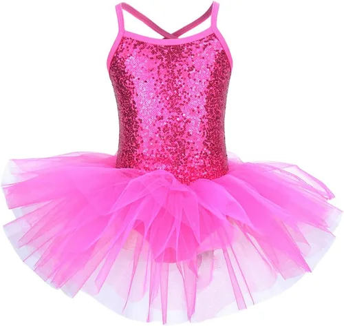 Miniatura 3 de Disimlarl Girls Ballerina Party Costume Sequined Dance Wear Ballet Leotard Dress for Kids