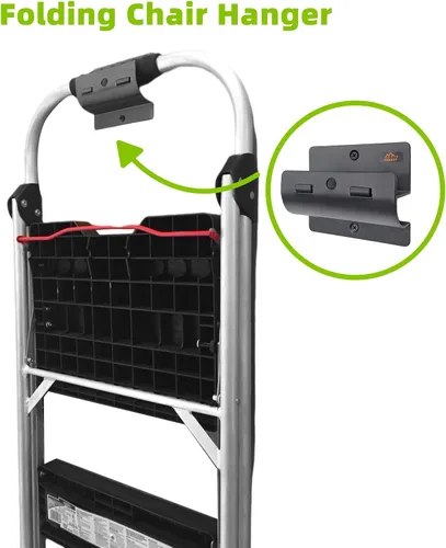 Miniatura 7 de Colgador de escalera para pared de garaje, almacenamiento de escalera resistente para silla plegable, carretilla de montaje en pared, muebles