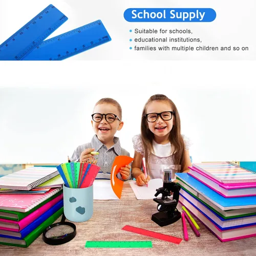 Miniatura 2 de Zonon 500 reglas rectas flexibles de plástico a granel con pulgadas y centímetros, regalo para el primer día de escuela, suministros de oficina