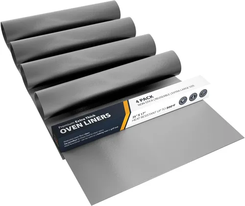 Miniatura 14 de Revestimientos de horno para la parte inferior del horno - Paquete de 2 alfombrillas grandes de servicio pesado, 17"x25" antiadherentes Cobre