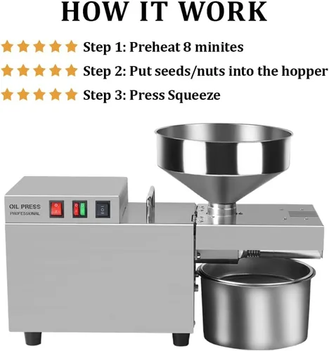 Miniatura 2 de YUEWO Máquina de prensa de aceite de cocina Extractor de prensa de aceite automático eléctrico Expulsor de aceite orgánico para lino de coco, maní