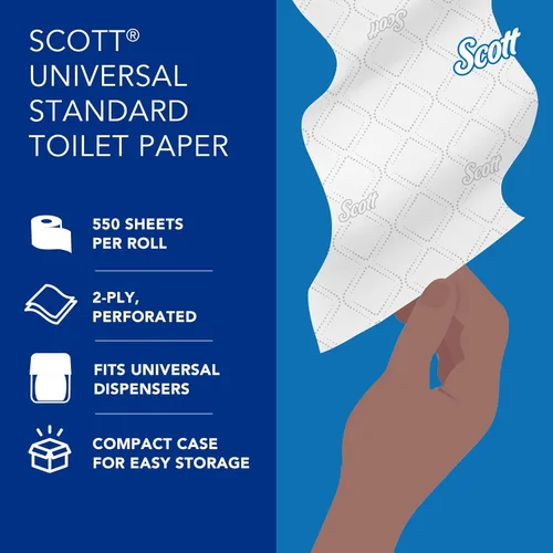 Miniatura 10 de Kimberly-Clark Scott Papel higiénico, rollo estándar de dos capas, Blanco, 11000