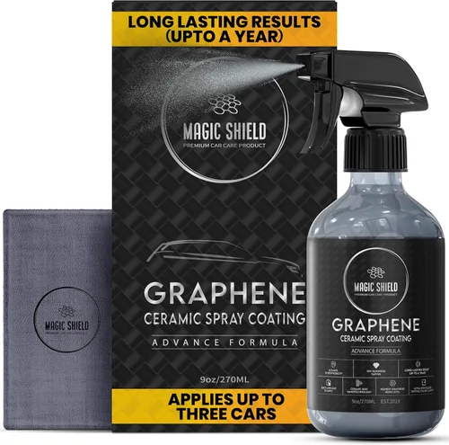 Magic Shield Recubrimiento en aerosol de cerámica de grafeno - ¡DURA MUCHO MÁS! Rápido y fácil para coches, motocicletas, barcos y más - Sellador de