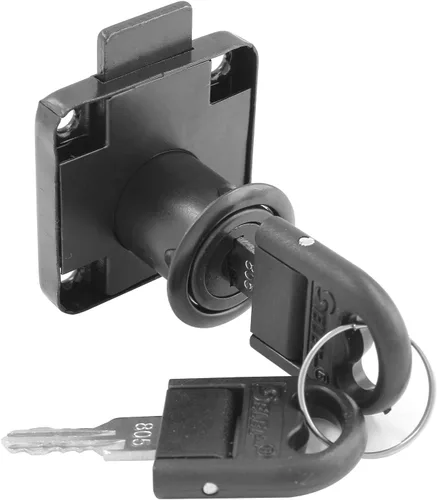 Miniatura 8 de BokWin Cerradura de cajón de gabinete de 2 piezas, para buzón y escritorio (aleación de zinc, negro, diámetro del agujero de 0.748 in, 4 llaves)