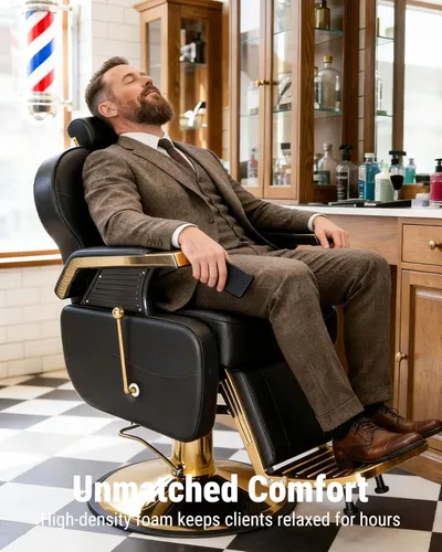 Miniatura 3 de Silla de peluquería resistente para peluquería 360° Swivel 135° Recline 550 LBS Adjustable Headrest Hydraulic Pu Leather Ideal for