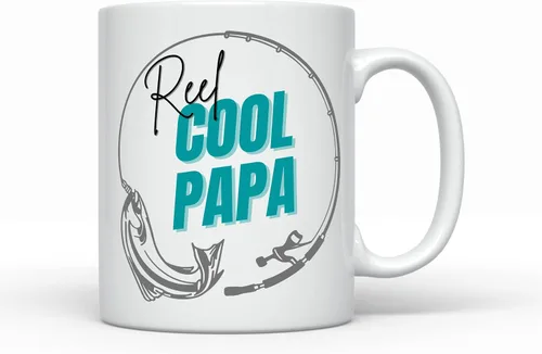 Reel Cool Papa - Taza de café, Día del Padre, cumpleaños, Navidad, para papá, mejor abuelo, pesca, papá, taza de café o té, taza de té para abuelo