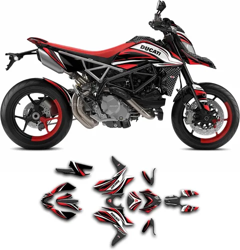 Miniatura 17 de Kit de calcomanías personalizadas para Supermoto Hypermotard 950 Hypermotard950 2019 2020 2021 2022 2023, rojo y blanco, DCTHYP9519N001-B-KO