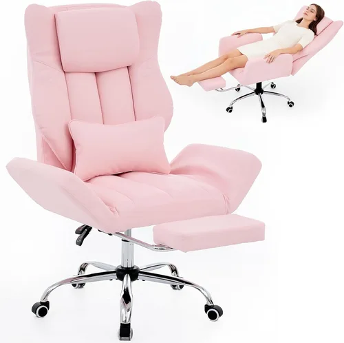 Miniatura 9 de Silla de oficina con respaldo alto cruzado con reposapiés, silla de escritorio ergonómica con patas cruzadas con reposabrazos abatible, acogedora