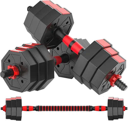 Miniatura 5 de Juego de mancuernas ajustables, juego de pesas libres de 5 a 44 libras con conector para mancuernas, opciones de flexión, ejercicios de fitness