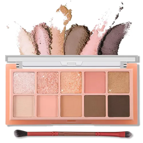 Erinde Paleta de Sombras de Ojos de 10 Colores para Maquillaje - Sombra de Ojos Mate Brillante con Purpurina Maquillaje Coreano, Ultra-Difuminable,